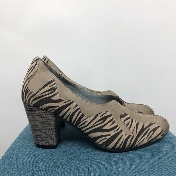 Maciejka Beige Zebra Print Block Heel Round Toe Shoes size 6 (EU 36) - Picture 16 of 16